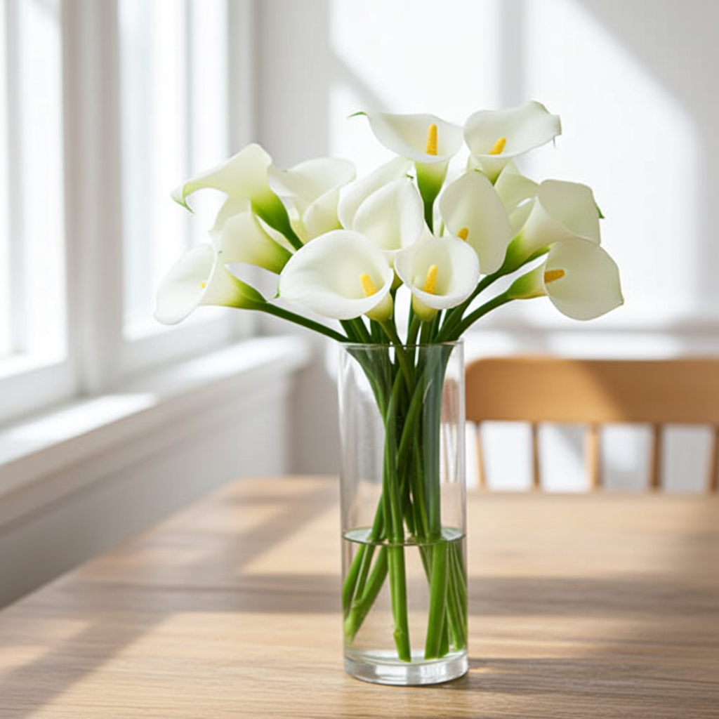 White calla lily stems close-up fresh cut – Gegesflorist