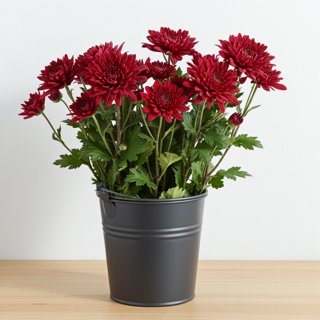 Fresh red chrysanthemum stems in a bunch – Gegesflorist